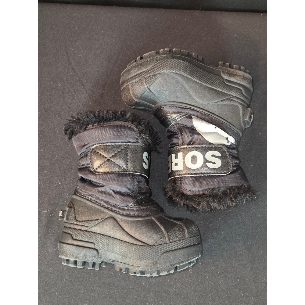Sorel Kids Black Waterproof Winter Snow Boots Fur Lined‎ Toddler Size 4
